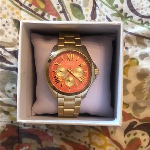 Women’s Fossil Watch - Gold w/ Coral Face